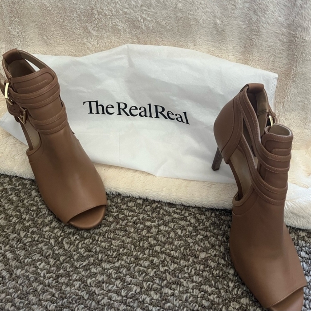 Micheal Kora Brown Peep-Toe Heels